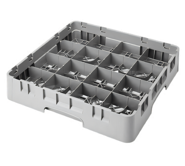 Product image #1 for Cambro Camrack Full Size 16-Compartment Cup Rack with 2 Soft Gray Extenders