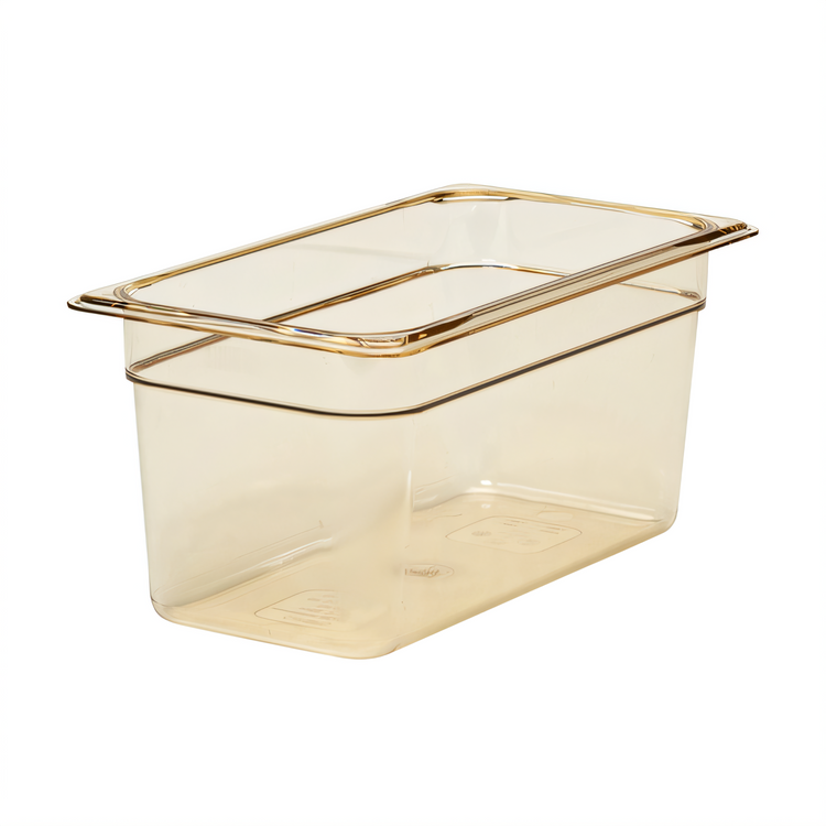 Product image #1 for Cambro H-Pan High Heat 1/3 Size 6-Inch Deep Amber Plastic Hot Food Pan