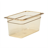 Cambro H-Pan High Heat 1/3 Size 6-Inch Deep Amber Plastic Hot Food Pan
