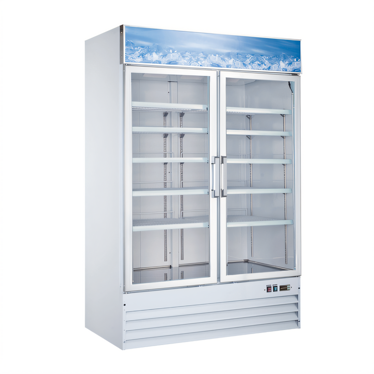 Product image #1 for 53-Inch Two-Section Reach-In Glass Door Display Freezer, 45 Cu. Ft., Bottom Mount