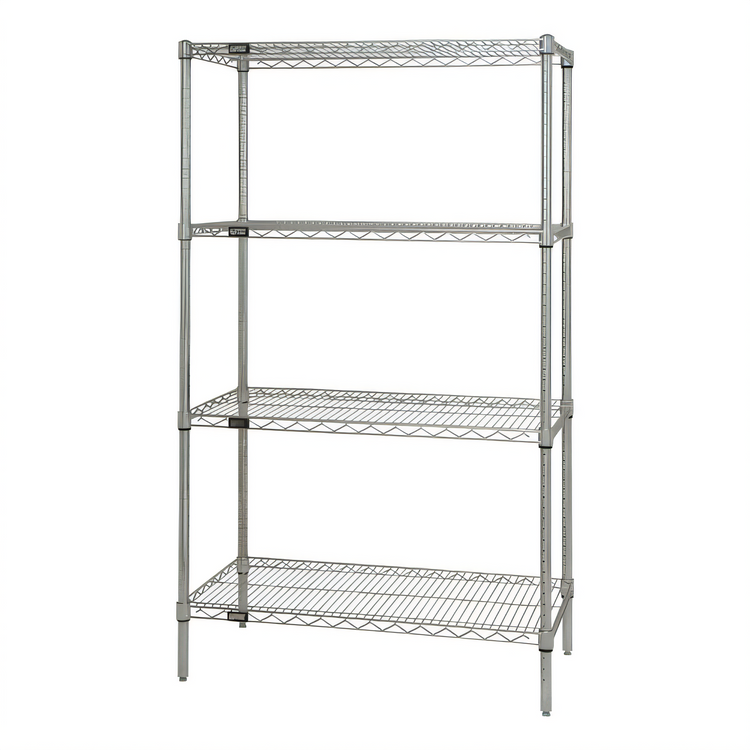 Product image #1 for Quantum 48-Inch W x 24-Inch D x 74-Inch H Wire Shelving Starter Kit, Stationary, Gray Epoxy Antimicrobial Finish