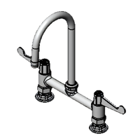 Equip 8-Inch Deck Mount Mixing Faucet with 5-9/16-Inch Swivel Gooseneck and Wrist Handles