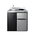 Thumbnail image #1 for Summit Commercial CK36ELGLASS 36-Inch Freestanding All-in-One Kitchenette with Sink, Two-Burner Electric Cooktop, 3.2 Cu. Ft. Refrigerator-Freezer