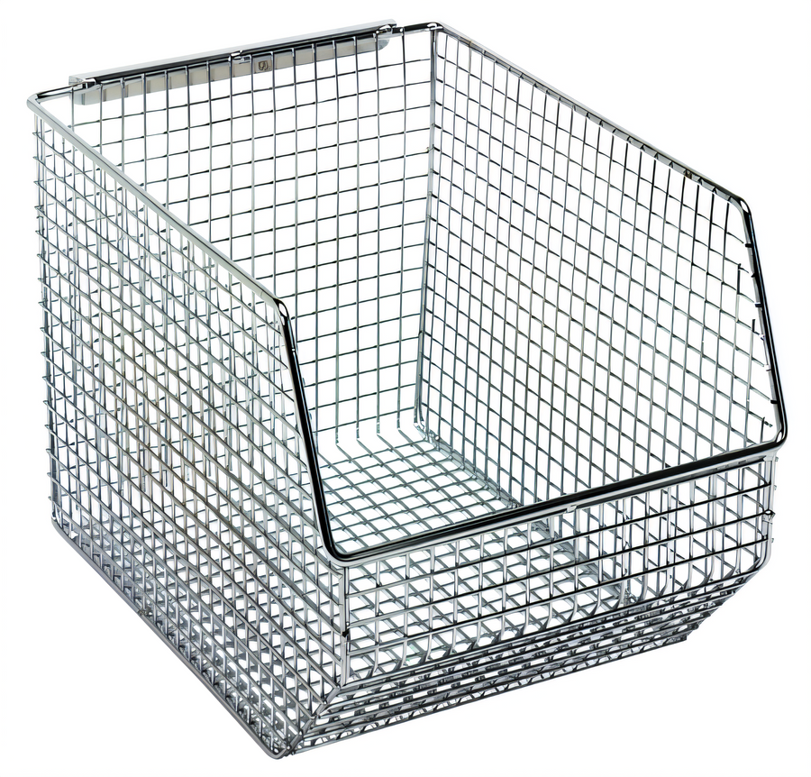 Product image #1 for Quantum Mesh Stack & Hang Bin, Rectangular, Chrome, 10-1/2 x 8 x 7 Inches