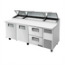 Thumbnail image #1 for True 93.5-Inch 2-Section Pizza Prep Table with 2 Drawers, 2 Doors, and White Poly Cutting Board