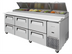 Thumbnail image #1 for Turbo Air Super Deluxe 93-1/8-Inch 3-Section Stainless Steel Pizza Prep Table with 6 Drawers, Side-Mount Self-Contained Refrigeration