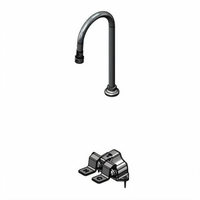T&S Brass Floor-Mounted Double Pedal Valve with 5-9/16 Inch Rigid Gooseneck and 1.5 GPM VR Laminar Flow Device