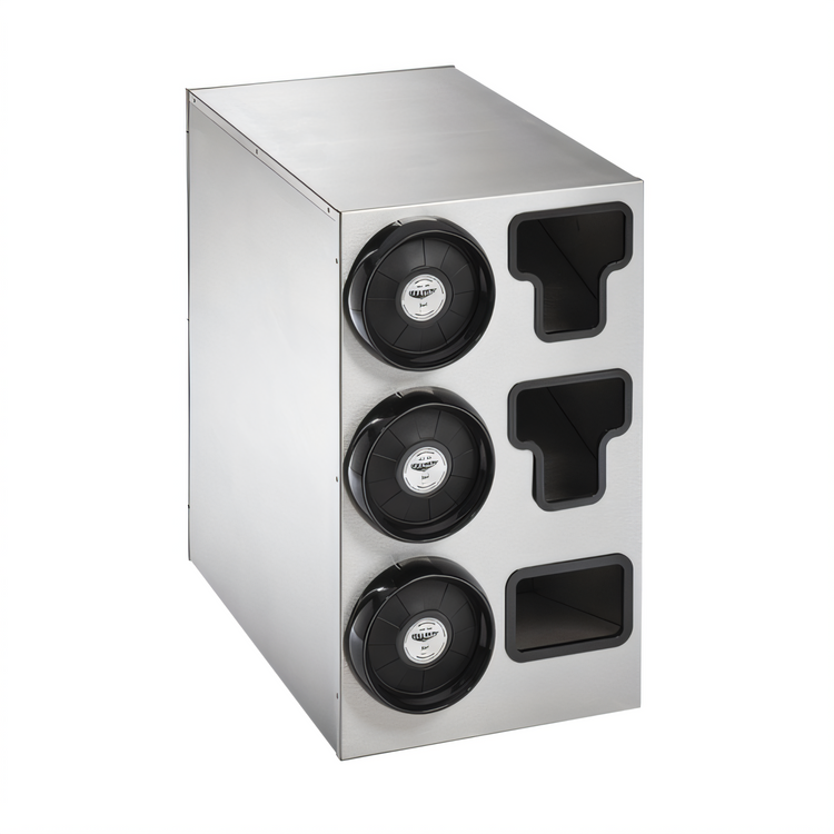 Product image #1 for Vollrath 3-High Vertical Stainless Steel Cup Dispenser Cabinet with Lid Holders and Straw Pocket
