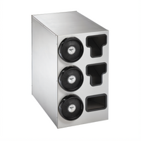 Vollrath 3-High Vertical Stainless Steel Cup Dispenser Cabinet with Lid Holders and Straw Pocket