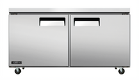 Juneau 2-Section Undercounter Reach-In Freezer, 60 Inch Wide, 8.9 Cu. Ft., Solid Doors