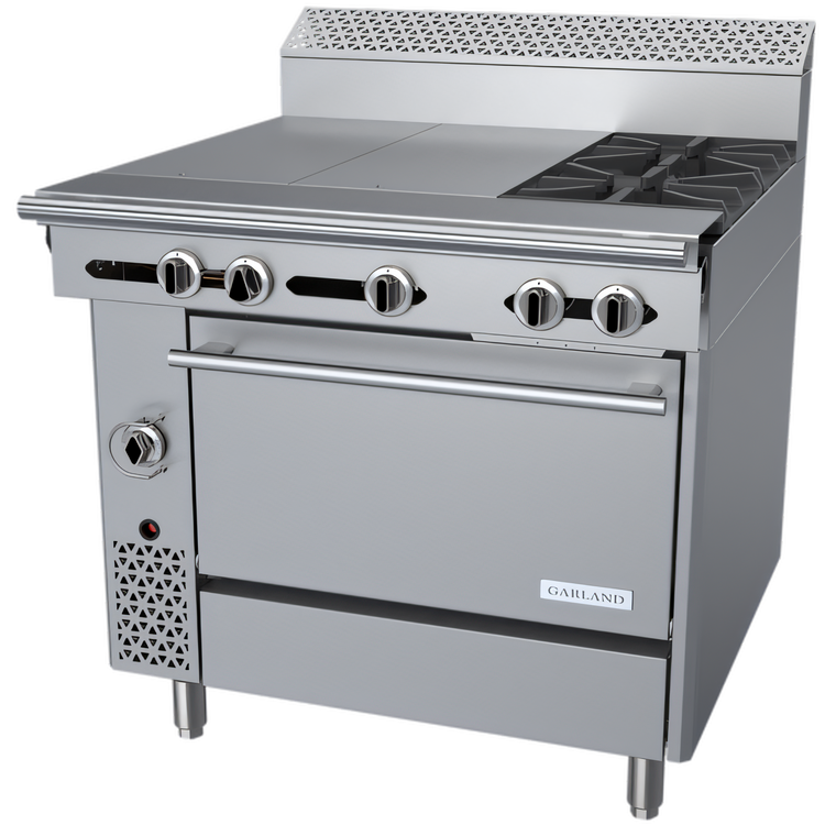 Product image #1 for Garland Cuisine Series Heavy Duty 36-Inch Natural Gas Range with 2 Open Burners, 2 Hot Tops, and Standard Oven