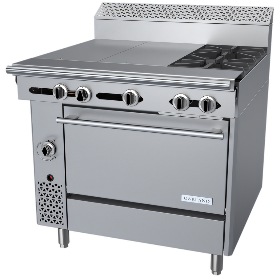 Product image #1 for Garland Cuisine Series Heavy Duty 36-Inch Natural Gas Range with 2 Open Burners, 2 Hot Tops, and Standard Oven