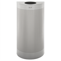 Silhouette 12-Gallon Half-Round Open-Top Bathroom Trash Can, Stainless Steel