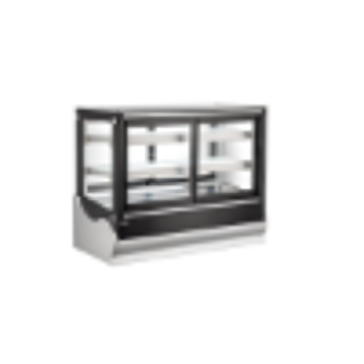 Product image #1 for Omcan 48-Inch Square Countertop Self-Service Refrigerated Display Case, 9 Cu. Ft., Black, Sliding Glass Doors