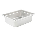 Thumbnail image #2 for Winco SPJL-204 1/2 Size Solid Straight-Sided Steam Table Pan, 4-Inch Deep, 25-Gauge 18/8 Stainless Steel Case of 24