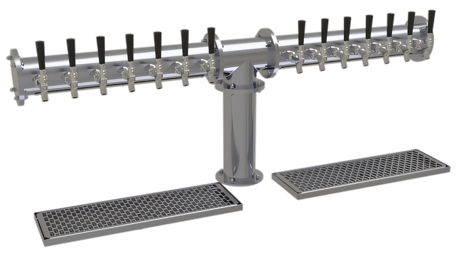 Product image #1 for Glastender 14-Faucet Countertop Pipe Tee Glycol-Cooled Draft Dispensing Tower