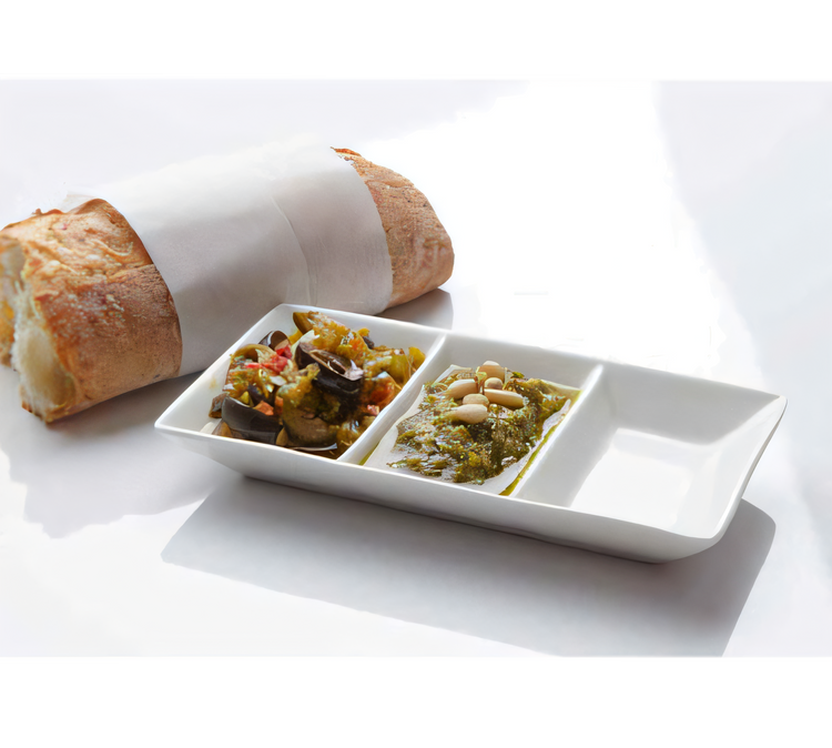 Product image #1 for Porcelain Three-Compartment Sauce Dish, 1.5 oz, 5.75 x 3.13 x 1 Inch