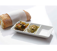 Porcelain Three-Compartment Sauce Dish, 1.5 oz, 5.75 x 3.13 x 1 Inch