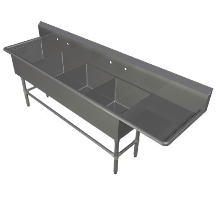 Product image #1 for John Boos Pro-Bowl 4-Compartment Sink with 30-Inch Right Drainboard, 14-Inch Deep Bowls
