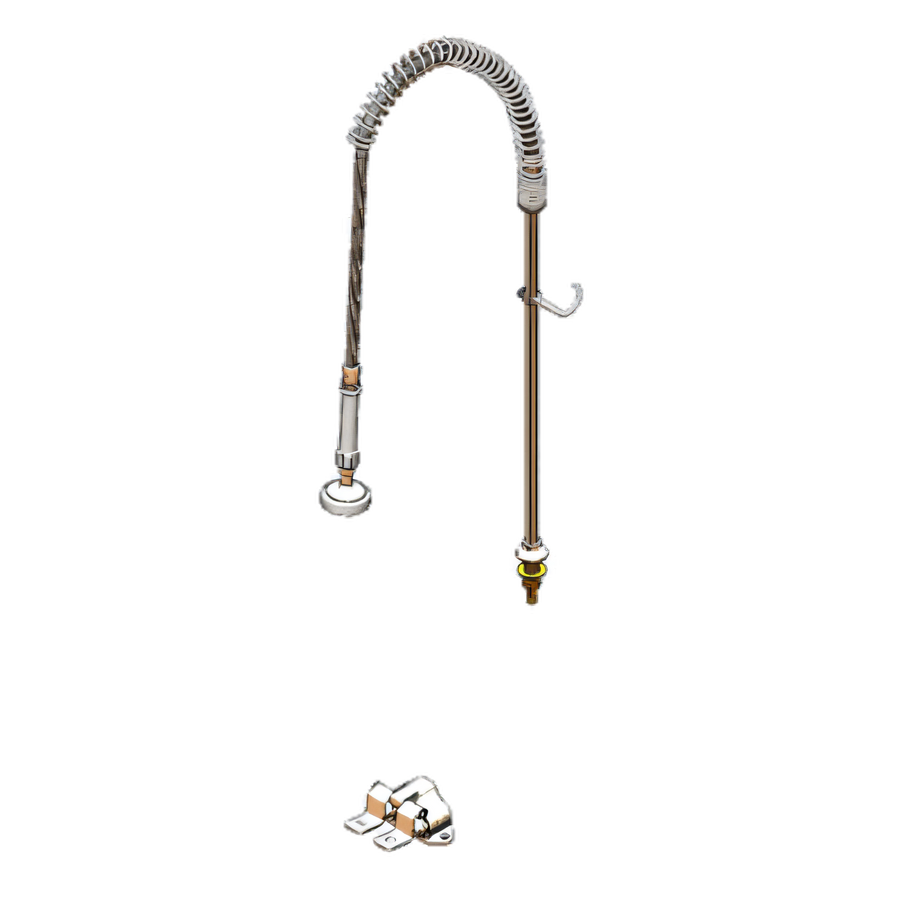 Product image #1 for T&S Brass Deck Mount Dummy Pre-Rinse Unit with Pedal Valve, 24 Inch Riser, and 44 Inch Stainless Steel Hose
