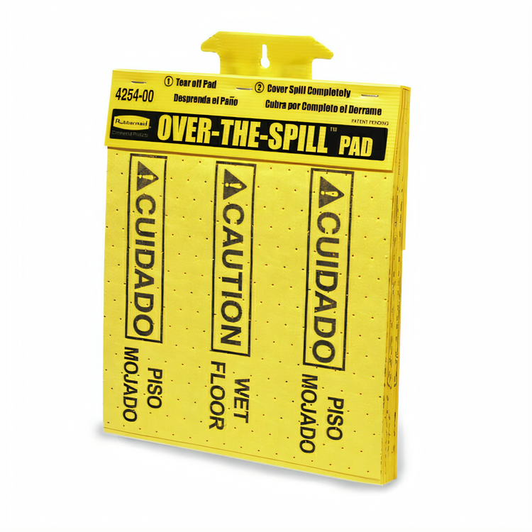Product image #1 for Rubbermaid Commercial Over-The-Spill Caution Wet Floor Pad Tablet, Yellow, 22 Pads