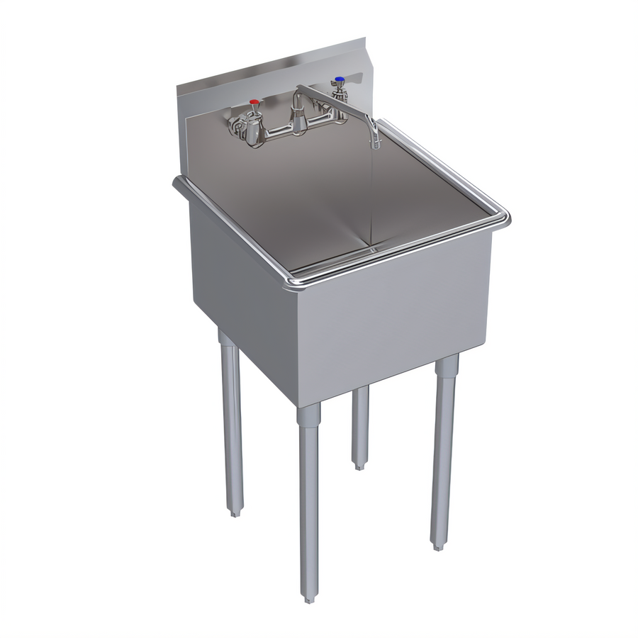 Product image #1 for Krowne Royal Series Freestanding 1-Compartment Basin Sink Package with 18" x 18" Bowl, Faucet, and Wall Bracket