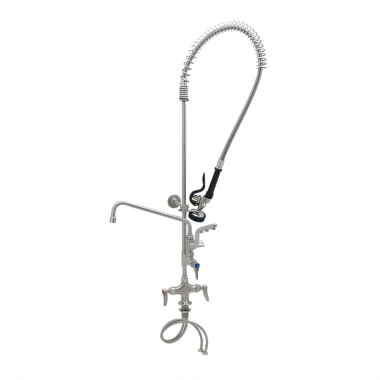 Product image #1 for T&S Brass Single Hole Deck Mount Mixing Faucet with 12-Inch Swing Nozzle and Spray Valve