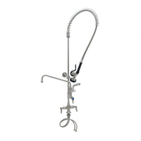 T&S Brass Single Hole Deck Mount Mixing Faucet with 12-Inch Swing Nozzle and Spray Valve
