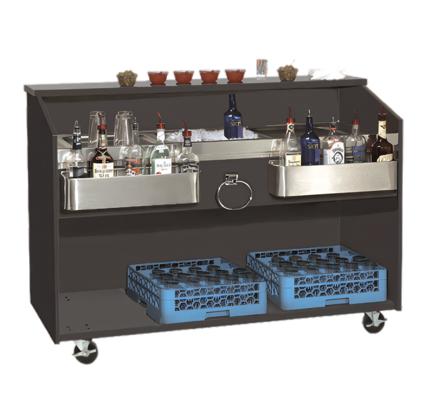 Product image #1 for Advance Tabco 61-Inch Portable Bar with Ice Bin, Stainless Steel Work Top, Speed Rails, and Casters