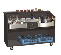 Advance Tabco 61-Inch Portable Bar with Ice Bin, Stainless Steel Work Top, Speed Rails, and Casters