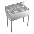 Thumbnail image #1 for Krowne CS-1836 36-Inch Stainless Steel 3-Compartment Convenience Store Sink with Faucet, Basket Drains and 6.5-Inch Backsplash