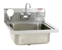 Eagle Group Wall-Mount Lavatory Hand Sink with Gooseneck Faucet, Soap Dispenser, and Basket Drain