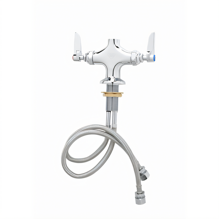 Product image #1 for T&S Brass Double Pantry Deck-Mounted Manual Faucet with Swivel Outlet, Less Nozzle, Low Lead, ADA Compliant