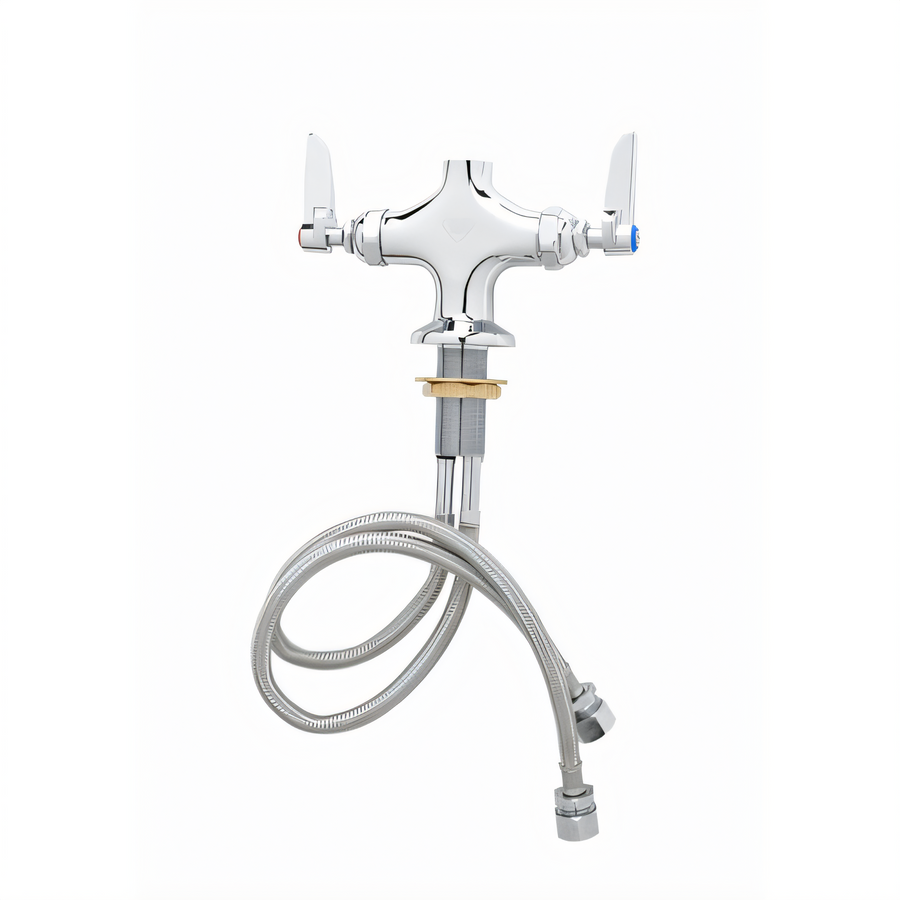 Product image #1 for T&S Brass Double Pantry Deck-Mounted Manual Faucet with Swivel Outlet, Less Nozzle, Low Lead, ADA Compliant