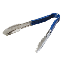 Carlisle Spectrum 9-1/2 Inch Stainless Steel Utility Tongs with Blue Dura-Kool Vinyl Handle