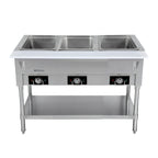 Thumbnail image #1 for Serv-Ware EST3-1 44-Inch 3-Well Open Well Electric Steam Table with Open Shelf Base, Stainless Steel, 115V