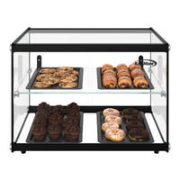 Koolmore KM-DC-2CSBK 22-Inch Countertop Pastry Display Case with Sliding Glass Doors, Black Aluminum Frame