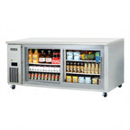 Thumbnail image #1 for Everest Refrigeration ETGWR2 Two-Section Undercounter Worktop Refrigerator, 22 Cu. Ft., 2 Sliding Glass Doors, Stainless Steel, Side-Mounted R290