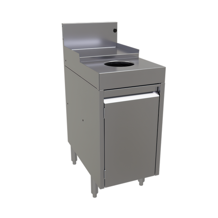 Product image #1 for Glastender Free-Standing Stainless Steel Underbar Dry Waste Unit with Hinged Door, 14 x 24 Inches