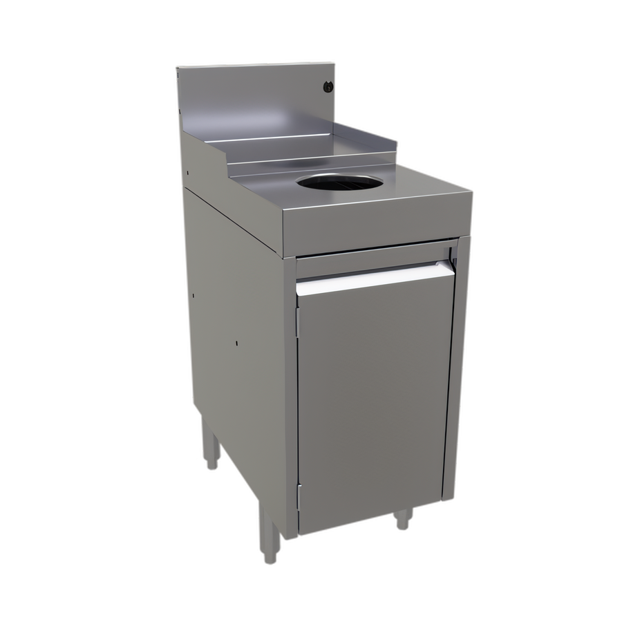 Product image #1 for Glastender Free-Standing Stainless Steel Underbar Dry Waste Unit with Hinged Door, 14 x 24 Inches