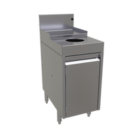 Glastender Free-Standing Stainless Steel Underbar Dry Waste Unit with Hinged Door, 14 x 24 Inches