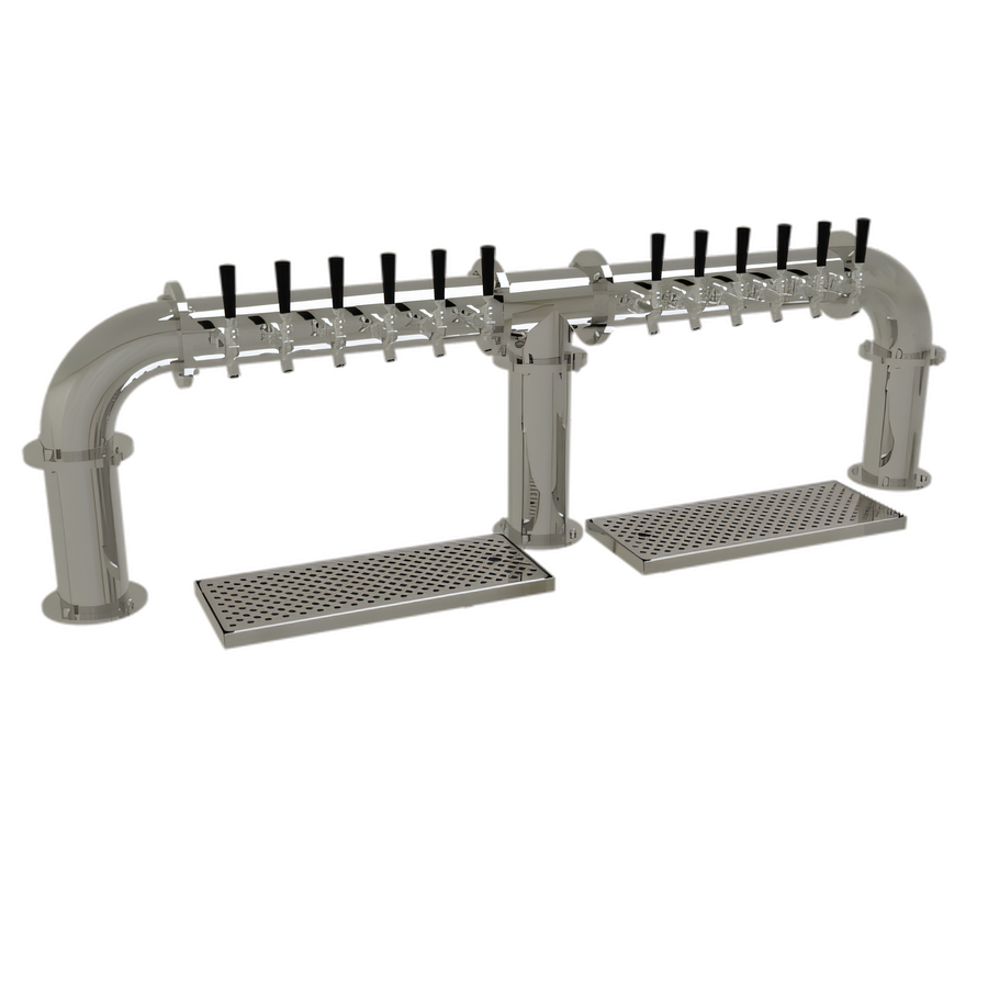 Product image #1 for Glastender Pipe Bridge Countertop Draft Dispensing Tower, 12 Faucets, Glycol-Cooled, Mirror Finish