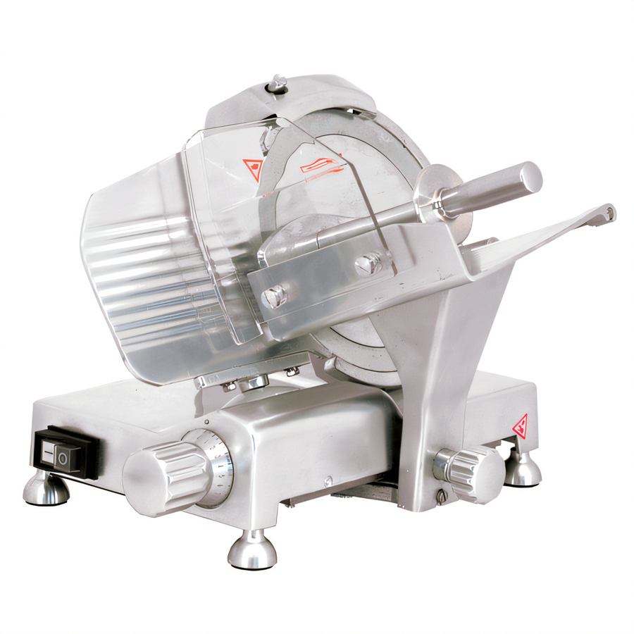 Product image #1 for Omcan Manual Gravity Feed Meat Slicer, 9-Inch Knife, Belt-Driven, 110V