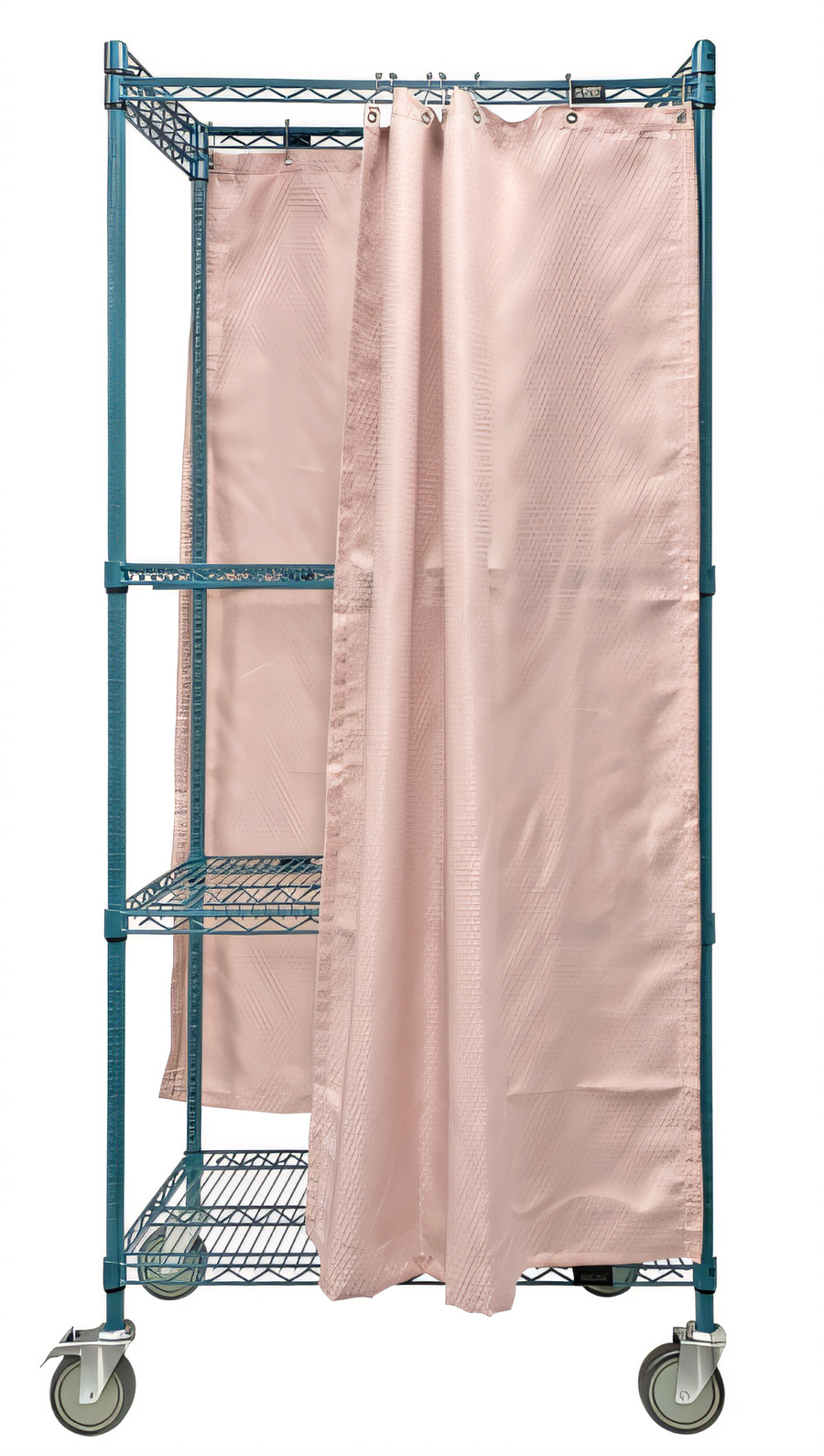 Product image #1 for Quantum Mobile Privacy Wire Shelving Storage Cart with Curtains, 36 x 18 x 80 Inches, 3 Shelves