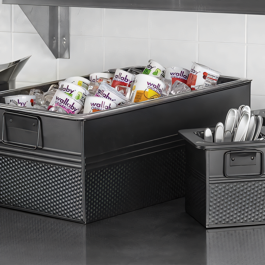 Product image #1 for American Metalcraft 1/3 Size Rectangular Galvanized Beverage Tub Housing, Black Finish