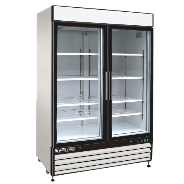 Product image #1 for Maxx Cold X-Series Two-Section Glass Door Merchandiser Freezer, 48 Cu. Ft., Bottom-Mounted Compressor