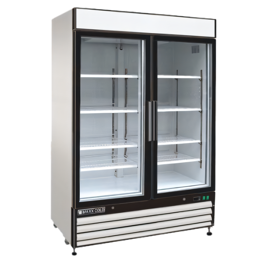 Product image #1 for Maxx Cold X-Series Two-Section Glass Door Merchandiser Freezer, 48 Cu. Ft., Bottom-Mounted Compressor