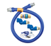 Thumbnail image #1 for Dormont Blue Hose 1/2-Inch ID x 48-Inch Moveable Gas Connector Hose Assembly with SnapFast Quick-Disconnect, Double Swivel MAX, and Restraining Cable