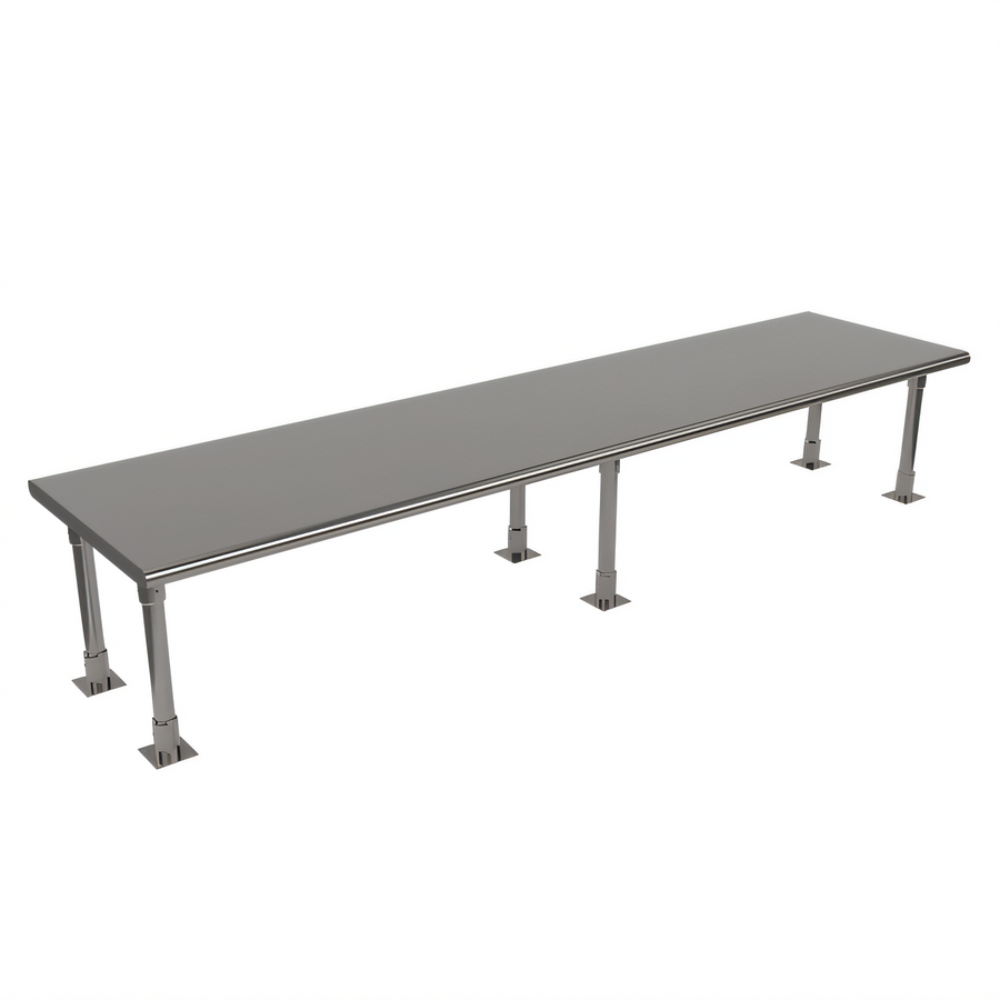 Product image #1 for BK Resources Heavy Duty Bullnose Single Table-Mount Overshelf, 96 x 24 Inches, 304 Stainless Steel