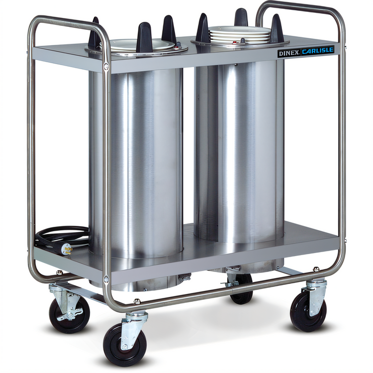 Product image #1 for Dinex Mobile Unheated Plate Dispenser, 3-Tube Open Tubular Frame, 10-12 Inch Round Plate Capacity